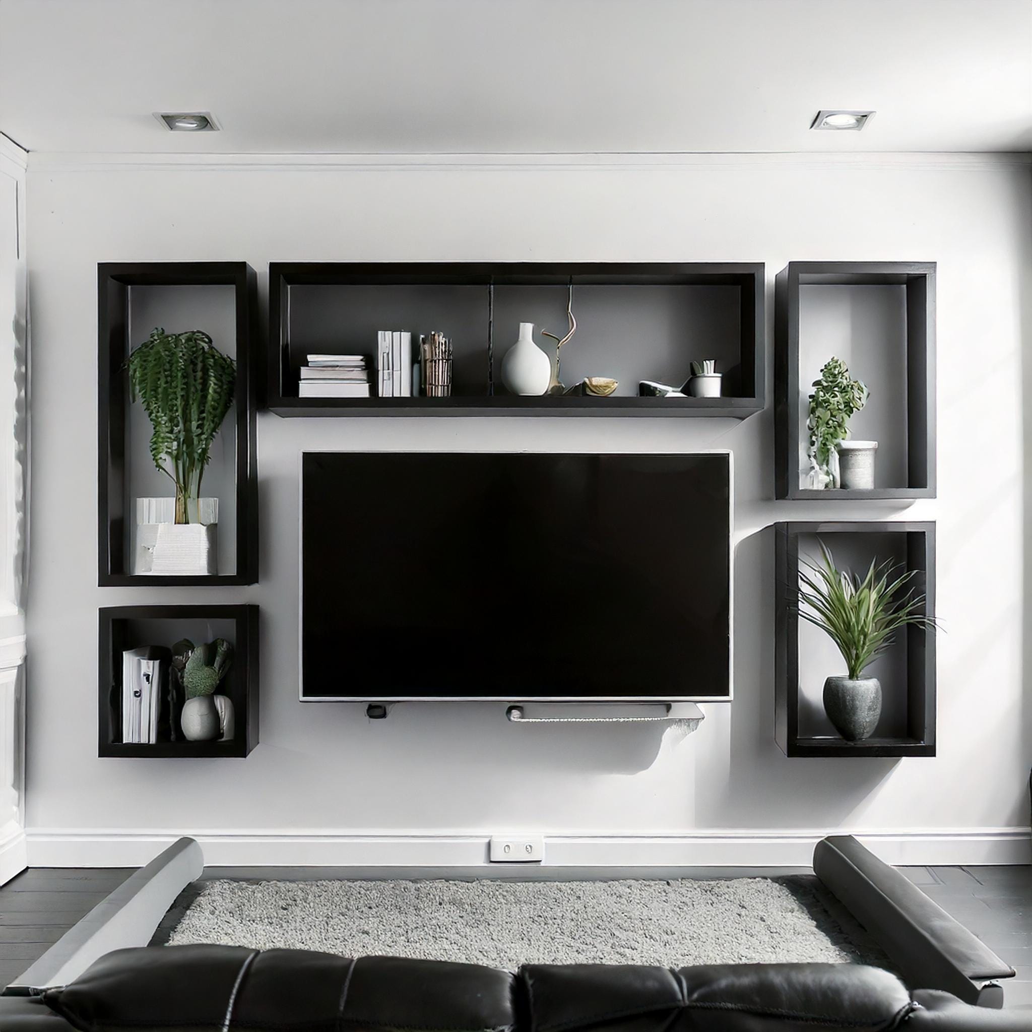 Έπιπλο TV τοίχου λευκό μοντέρνο, minimal - Image 2